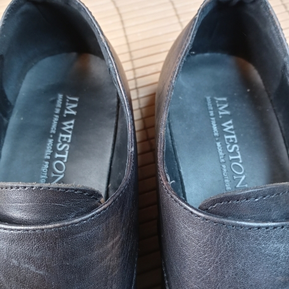 J.M. Weston Men\'s Brogue Monk strap black leather Shoes EU 42. US 9M. Made in Fr main image 9